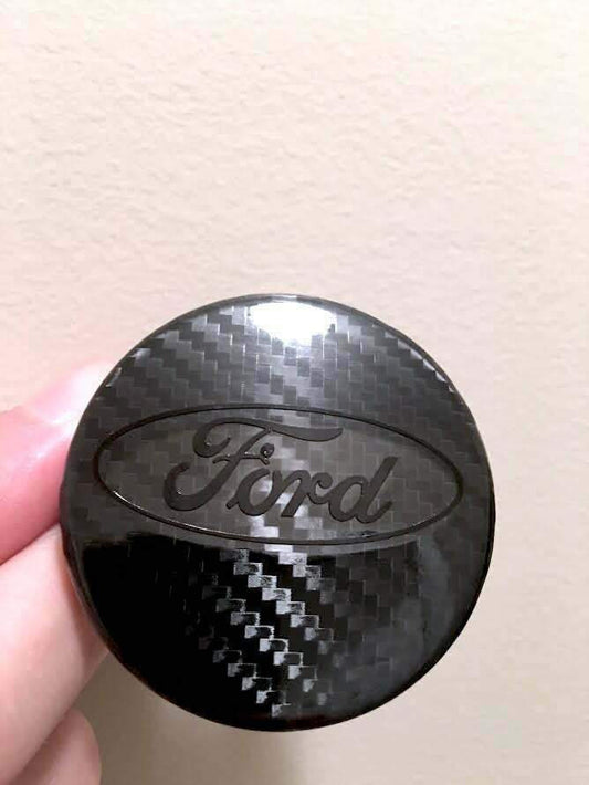 Ford Wheels Rim Hub Center Cap CARBON FIBER Vinyl Decal Overlay BLACKOUT Set 4