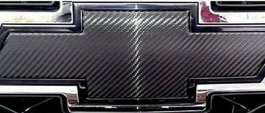 2 CARBON FIBER Chevy Bowtie Any TRUCK Emblem Badge Decal Sticker Overlays Precut